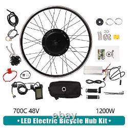 1200W 48V 25'' E Bike Motor Hub LCD Front Wheel Electric Bicycle Conversion Kit