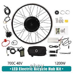 1200W E Bike Motor Hub LCD 48V 25'' Front Wheel Electric Bicycle Conversion Kit