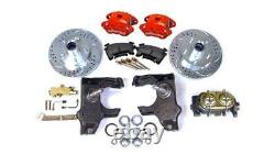 1955 1957 Chevy Car 2 Drop Manual Zinc Disc Brake Conversion Kit Red Wilwood