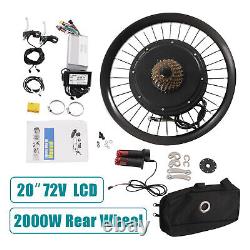 20 E-Bike Conversion Kit Rear Wheel Electric Bicycle Motor Hub Kit 72V 2000W