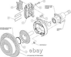 64-72 Chevelle Manual 4 Wheel Disc Brake Conversion Kit 11 Drilled Red Caliper