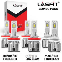 6x Combo H11 9005 H16 LED Headlight Conversion Kit High Low Beam Fog Light 6000K