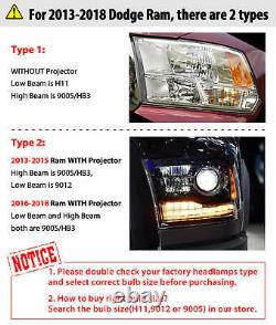 6x Combo LED Headlights+Fog Lights for RAM 1500 2500 3500 2013-2018 6000K White