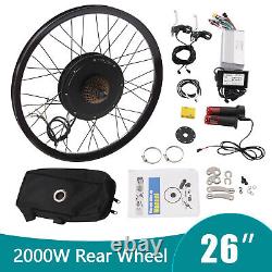 72V 2000W 26'' Rear Wheel Electric Bicycle Conversion Kit E Bike Hub Motor +LCD
