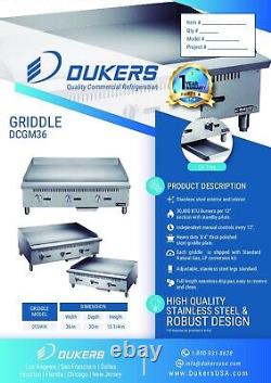 Dukers Dcgm36 Griddle 36 Wide 20.5 Deep Cooking Nat Gas With Lp Conversion Kit