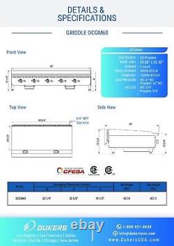 Dukers Dcgm60 Griddle 60 Wide 20.5 Deep Cooking Nat Gas With Lp Conversion Kit