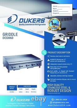 Dukers Dcgm60 Griddle 60 Wide 20.5 Deep Cooking Nat Gas With Lp Conversion Kit