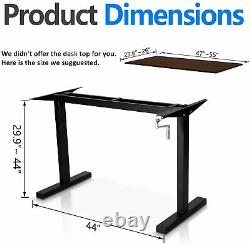 Height Adjustable Standing Desk Table Frame withManual Crank Handle Conversion Kit