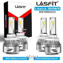 Lasfit 9005 LED Bulbs Headlight High Low Beam Conversion Kit 6000K 6000LM Bright