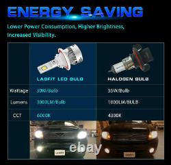 Lasfit H13 9006 LED Headlights+Fog Light Bulbs Conversion Kit 6000K White Bright