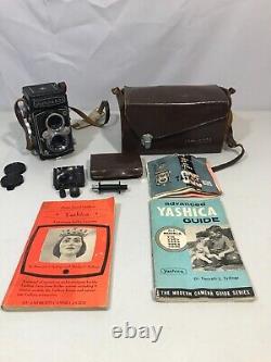 Vintage Yashica 635 Camera With Case, Conversion Kit, And Original Manual TESTED