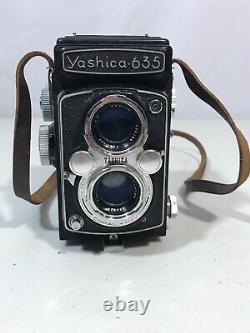 Vintage Yashica 635 Camera With Case, Conversion Kit, And Original Manual TESTED