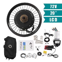 20 Moteur de roue arrière 72V 2000W Kit de conversion de vélo électrique E-Bike LCD