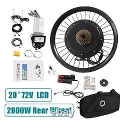 20 Moteur de roue arrière 72V 2000W Kit de conversion de vélo électrique E-Bike LCD