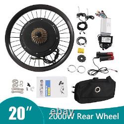 20 Moteur de roue arrière 72V 2000W Kit de conversion de vélo électrique E-Bike LCD