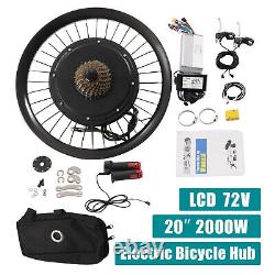 20 Moteur de roue arrière 72V 2000W Kit de conversion de vélo électrique E-Bike LCD