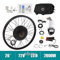 26 Moteur de vélo électrique à pneu arrière E-Bike Kit de conversion de roue LCD 72V 2KW