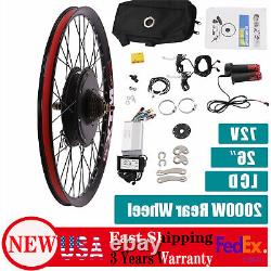 Kit de conversion de moyeu de vélo électrique 26 pouces Roue arrière 72V 2000W