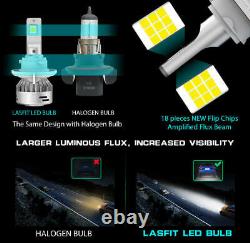Lasfit H13 9006 Phares Led+ampoules De Brouillard Kit De Conversion 6000k Blanc Brillant